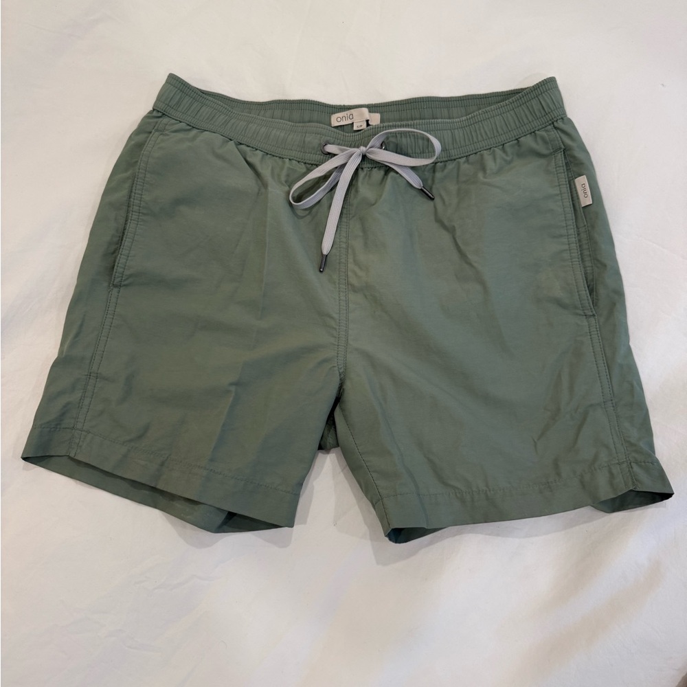 Onia Sage Green Drawstring Swim Shorts
